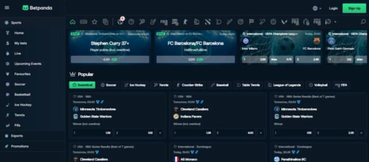 A screenshot of Betpanda, one of the best crypto betting sites